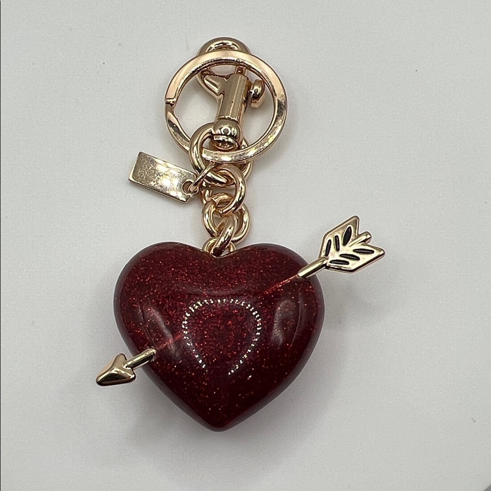 40. Red Chunky Heart Keychain with Arrow Charm
